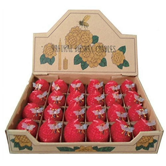 Green Pastures Wholesale Small Beehive Beeswax Red Candles, Set of 24