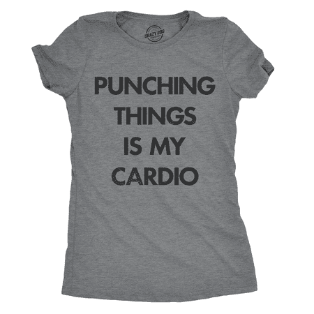 Womens Punching Things Is My Cardio Tshirt Funny Workout Fitness Boxing Tee For