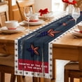 thumbnail image 3 of Vintage Star Table Runner, U.S. Flag Blue Red Wood Striped America Independence Day Cotton Linen Kitchen Table Decoration Washable Dining Tabletop Runners for Home Party Decor 13x108 Inches, 3 of 9