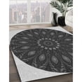 thumbnail image 3 of Ahgly Company Machine Washable Indoor Round Transitional Charcoal Black Area Rugs, 7' Round, 3 of 7