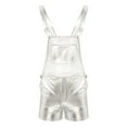 thumbnail image 4 of YONGHS Men Shiny Metallic Shoulder Straps Bib Overall Suspender Jumpers Shorts Hot Pants Bodysuit Silver M, 4 of 7