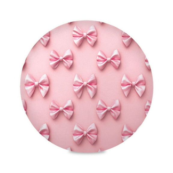 Round Placemats Set of 1 Heat Resistant Washable Kitchen Table Decorations 15.4in Pink Simple Bows