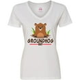 thumbnail image 3 of Inktastic Groundhog Day with Cute Groundhog Illustration Women's V-Neck T-Shirt, 3 of 5