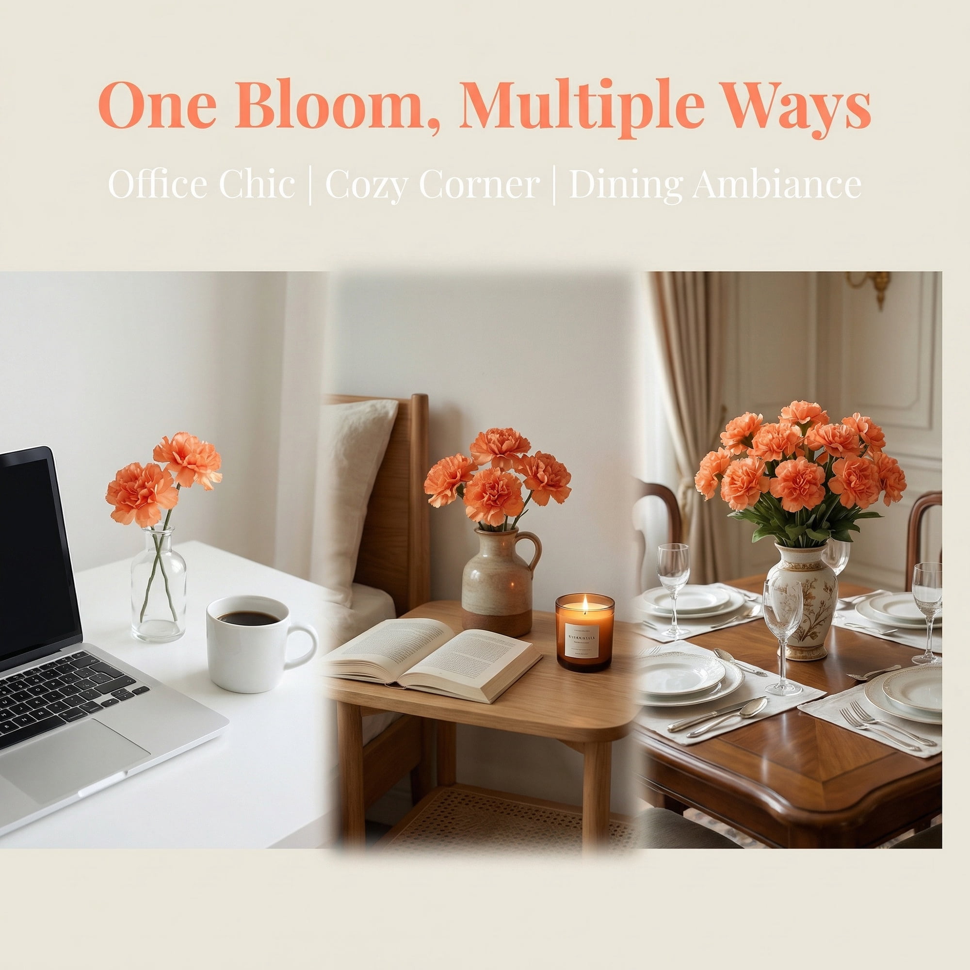 Unique Bargains Artificial Chrysanthemum Silk Mums Bouquets Orange 7.1inch