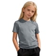 thumbnail image 5 of Boys Girls Stretchy Crew Neck T‑Shirt, Elastic Fabric Short Sleeve Athletic Top For Kids Sport, 5 of 6