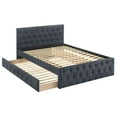 thumbnail image 7 of Contemporary Modern Charcoal Burlap Button Tufted Full Size Bed w Trundle Bedroom Upholstered 1pc Bed Wooden Slats, 7 of 7