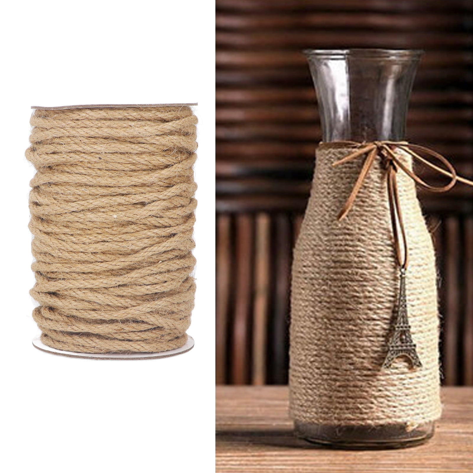 Jute Rope, Multipurpose 50M Length Handicraft Jute String 4 Strand Easy