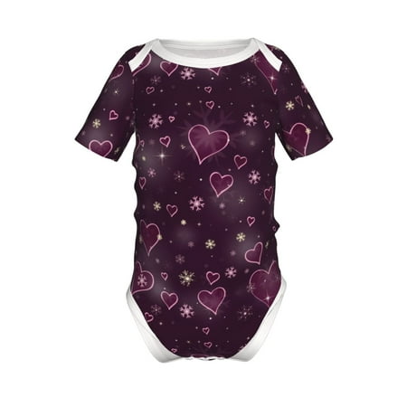 

Junzan Snowflakes and Hearts Print Short-Sleeve Baby Climbing Clothes Bodysuits for Infant One-Piece for Baby Boys & Girls Baby Clothes Baby Romper with Snap Closure-12 Months