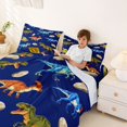 thumbnail image 3 of Homewish Wild Dino Bed Sheets,Danger Area Keep Out Print Full Size Sheets,Navy,4pcs,1 Flat Sheet, 1 Fitted Sheet and 2 Pillowcases, 3 of 6