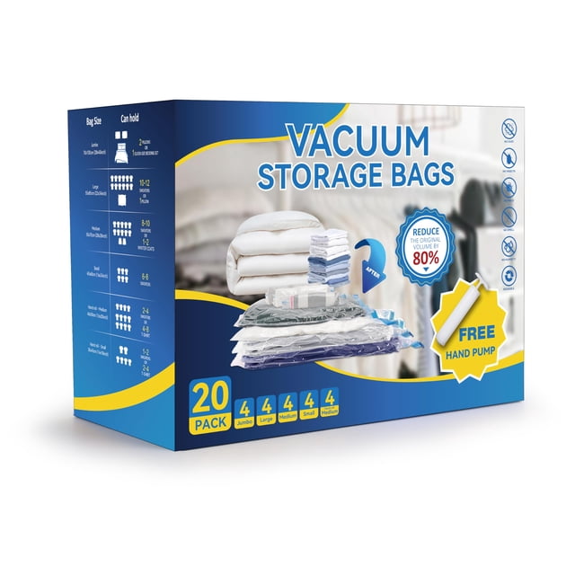 Bolsas de almacenamiento al vacío Simple Deluxe, paquete de 20 con bomba manual