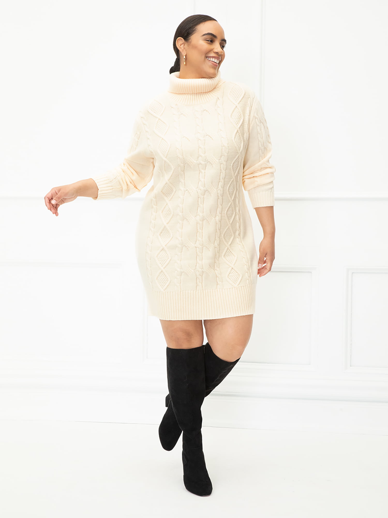 Size Cable Knit Sweater Dress ...