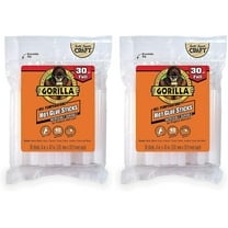 Gorilla Hot Glue Sticks, Full Size, 4" Long x .43" Diameter, 30 Count, Clear, Pack of 2