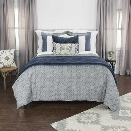Rizzy Home Cotton 90u0022x92u0022 Gray Solid Bedding