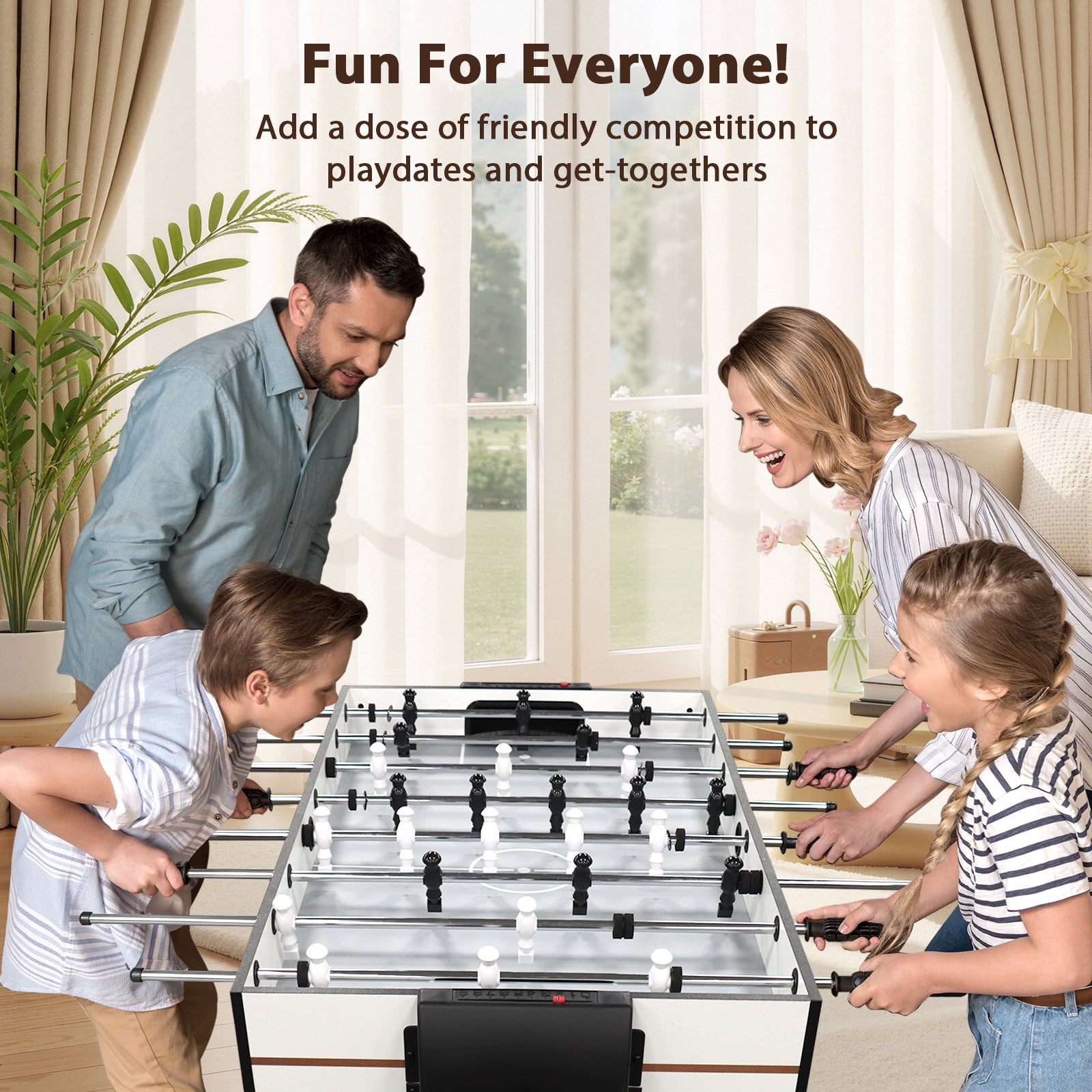 2x4ft 10-in-1 Combo Game Table Set for Home, Game Room, Friends & Family w/Hockey, Foosball, Pool, Shuffleboard, Ping Pong, Chess, Checkers, Bowling, and Backgammon