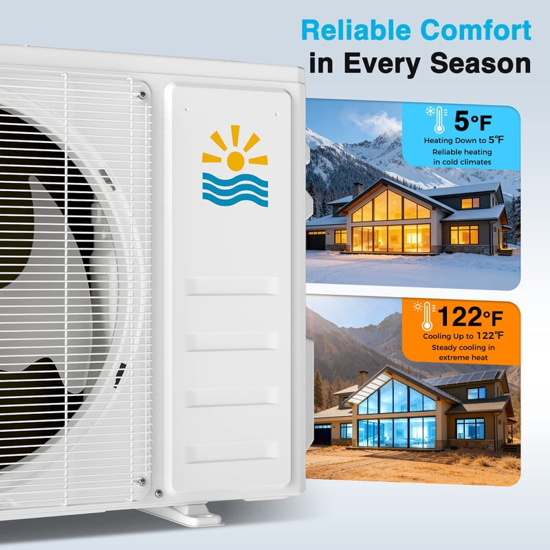Etust 11500 BTU Mini Split AC/Heating System, 17 SEER2 110V/115V Ductless Mini Split Air Conditioner Up to 550 Sq.Ft