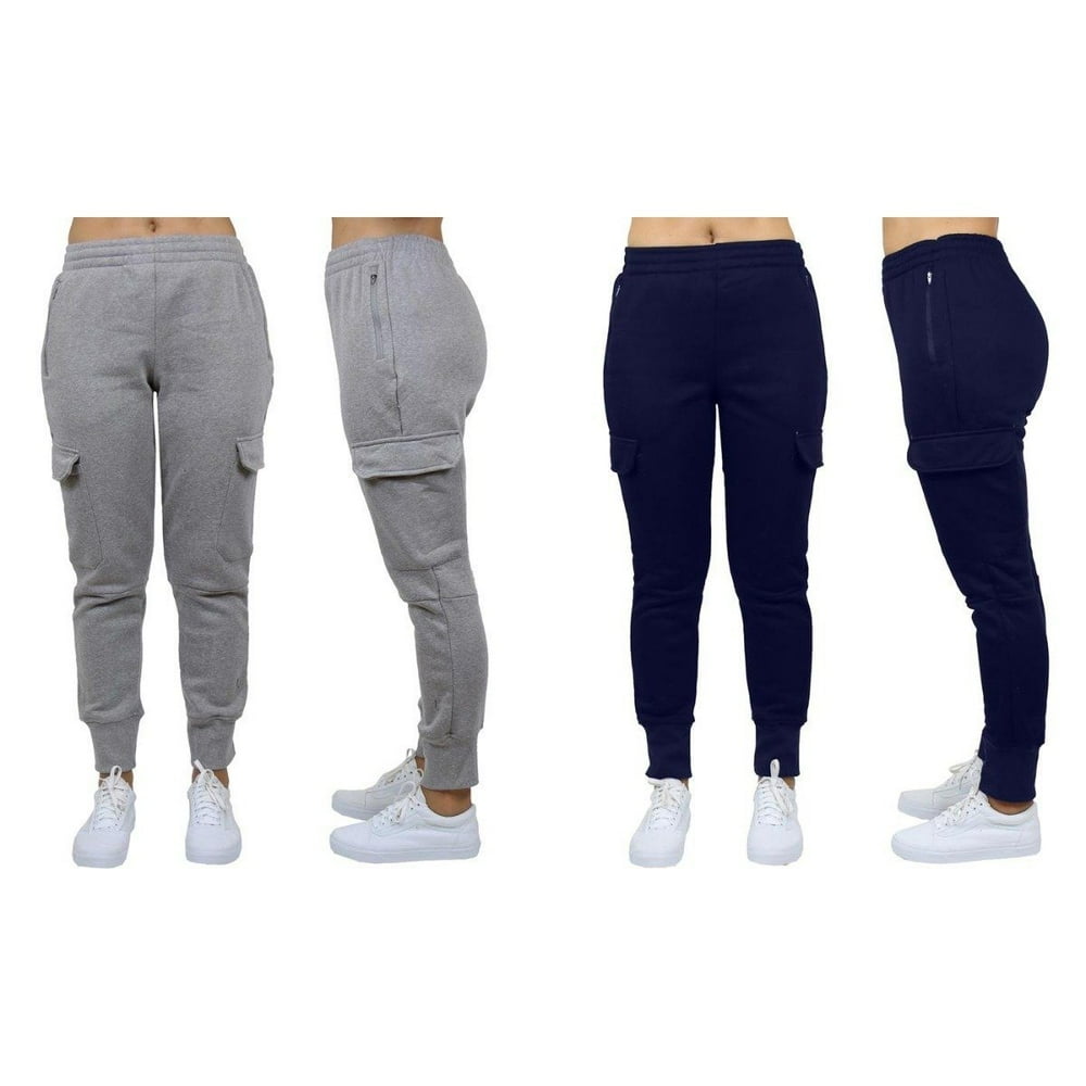 2-Pack: Women's Fleece-Lined Loose-Fit Cargo Joggers - Walmart.com - Walmart.com