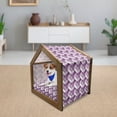 thumbnail image 3 of Abstract Pet House, Trippy Digital Shapes Curved Lines Pattern Modern Illustration, Outdoor & Indoor Portable Dog Kennel with Pillow and Cover, 5 Sizes, Violet White, by Ambesonne, 3 of 5