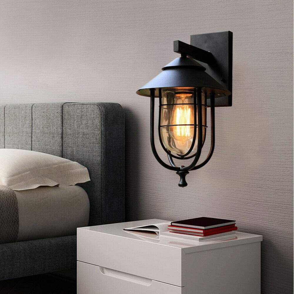 Details about   Outdoor Light Retro Industrial Lantern Wall Lamp E27 Modern Metal Wall Sconce US 
