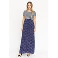 thumbnail image 5 of Eloges Women's Stripe Short Sleeve Contrast Floral Maxi Dress with Pockets, 5 of 7