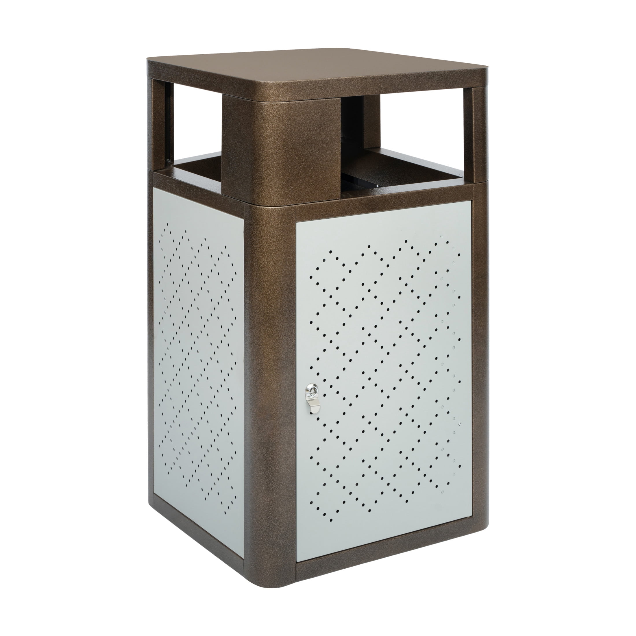 Flash Furniture Brooks Steel Indoor-Outdoor Trash Can with Locking Access Door 31.4 Gallon