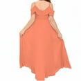 thumbnail image 2 of V Neck Junior Bridesmaid Dresses Long Off-Shoulder Chiffon Flower Girl Dress for Teen Girls Party Pageant Gowns-Sunset-8Y, 2 of 9