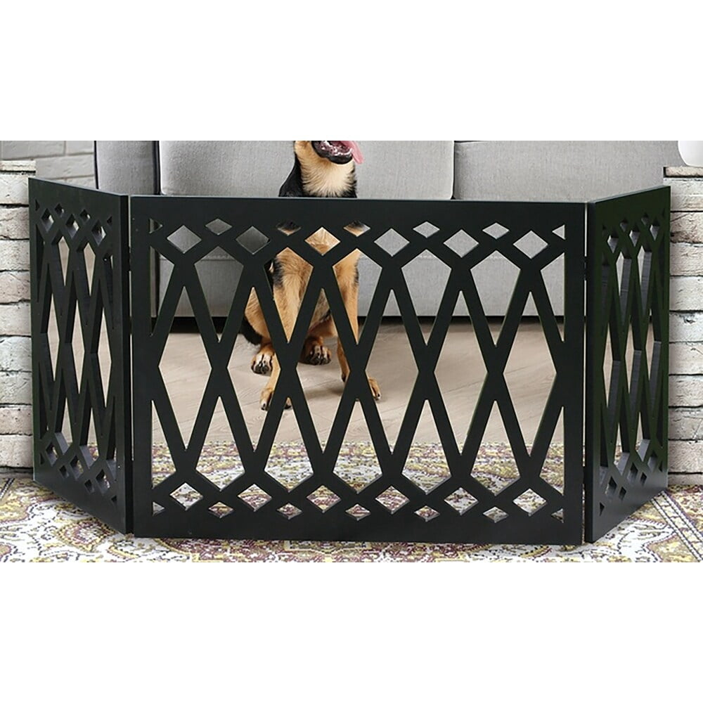 Diamond Pattern Wood Dog Gate - medium
