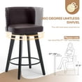 thumbnail image 5 of TEWLOSS Counter Height Bar Stools Set of 2, 27.5in Swivel PU Leather Bar Chairs with Curved Back for Kitchen Island, Brown, 5 of 7