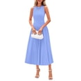 thumbnail image 1 of Vestido PRETTYGARDEN sin mangas línea A plisado midi azul celeste M, 1 of 8