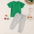 thumbnail image 5 of Xijirk Toddler Boys Girls Short Sleeve St Patricks Day Letter Print T Shirt and Pants Outfit Summer Holiday Play Clothes Set Soft Breathable Cotton,12-18 Months,Green, 5 of 7