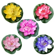 5Pcs Artificial Floating Water Lily EVA Lotus Flower Pond Decor 10cm (Red/Yellow/Blue/Pink/Light Pink)