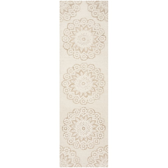 SAFAVIEH Blossom Brody Geometric Wool Runner Rug, Ivory/Beige, 2'3" x 14'