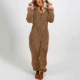 thumbnail image 1 of Combinaison Pyjama à Capuche à Manches Longues pour Femmes, Décontractée, Chaude pour l'Hiver, Tenue de Nuit, 1 of 6