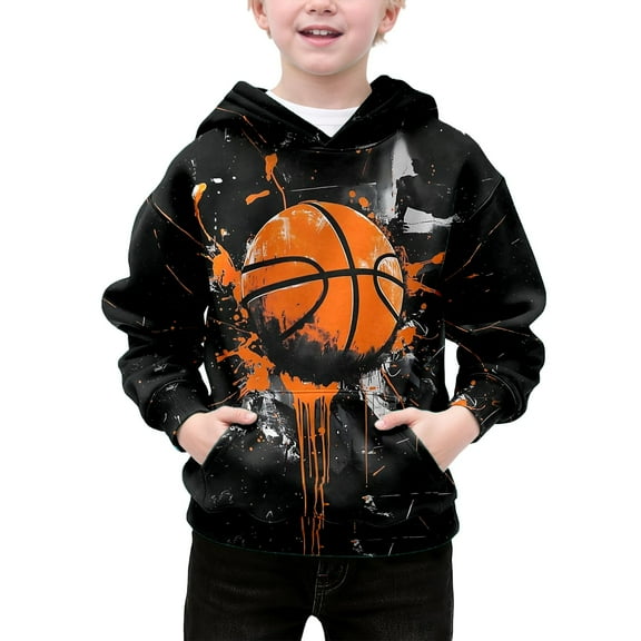 Tiijoy Toddler Boys Basketball Graphic Hoodie Sports Active Hooded Sweatshirt, Sizes 4-5T