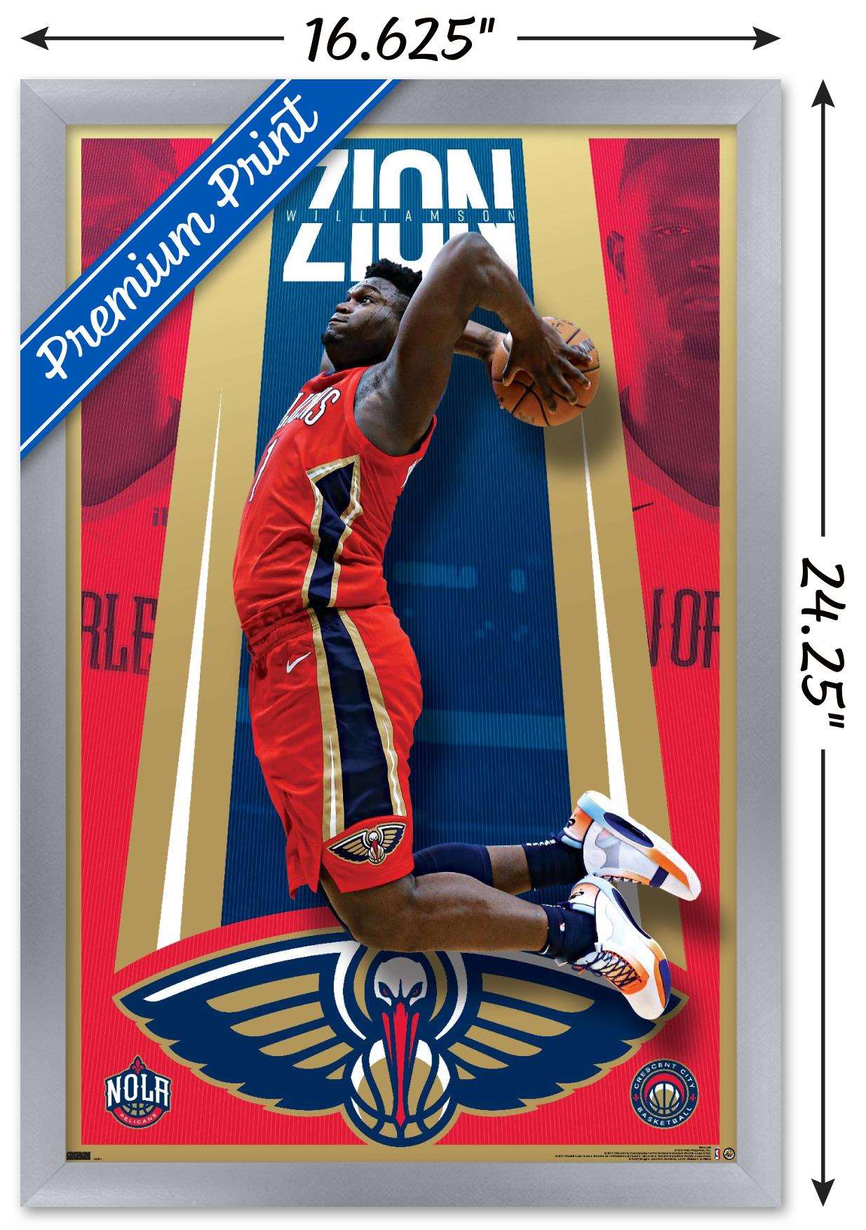 NBA New Orleans Pelicans - Zion Williamson 20 Wall Poster, 14.725" x 22.375", Framed