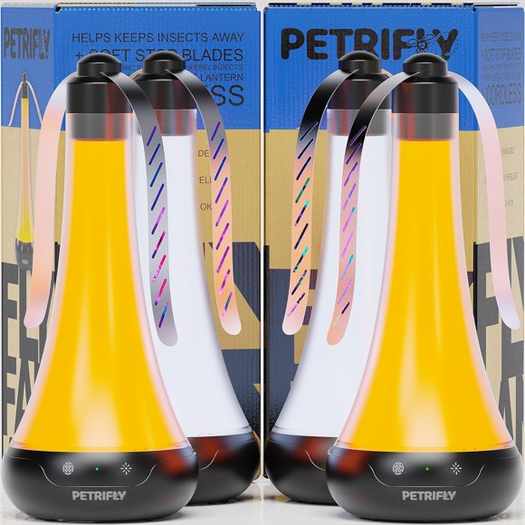 Ventiladores de mesa PETRI FLY, paquete de 4 unidades, con luz antiinsectos para exteriores