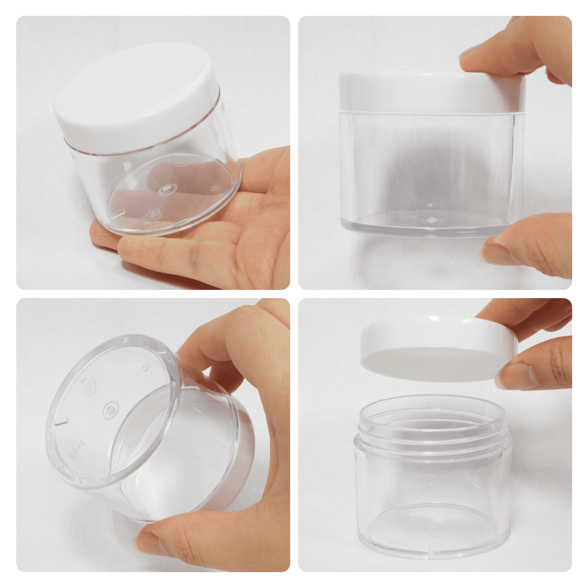 Beauticom 36 Jars High Quality 60 Gram/ML 2 Oz Thick Acrylic Sample Container Jars - BPA Free (White)