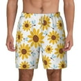 thumbnail image 2 of Picia Sunflowers pattern Mens Swim Trunks with Compression Liner Stretch Beach Shorts Quick Dry with Zipper Pockets No-Chafing Board Shorts-Medium, 2 of 9