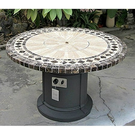 Gas Fireplace Fire Pit Outdoor Marble Mosaic Inlay 48 Table