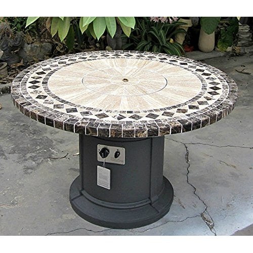 Gas Fireplace Fire Pit Outdoor Marble Mosaic Inlay 48 Table Patio Deck Propane Line Or Tank 50 000 Btu Gray Base Walmart Com Walmart Com