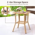thumbnail image 6 of Alvantor Natural Wicker Small Side Table 18 x 18x 22.6 in Outdoor Patio End Table with Ripple Tempered Glass Top and Lower Shelf, 6 of 7