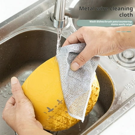 

opvise 5/10/20Pcs Wire Dishwashing Rags Wet Dry Use Reusable Multipurpose Wire Dish Cloth Non-Scratch Wire Dishcloth Pink 10 pcs