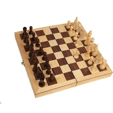 Classic Games Collection Inlaid Wood Chess Set with 3
