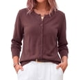 thumbnail image 2 of Fantaslook Crew Neck Knit Cardigan Sweaters for Women Button Front Sweater Tops Business Casual Fall Outfits, 2 of 10