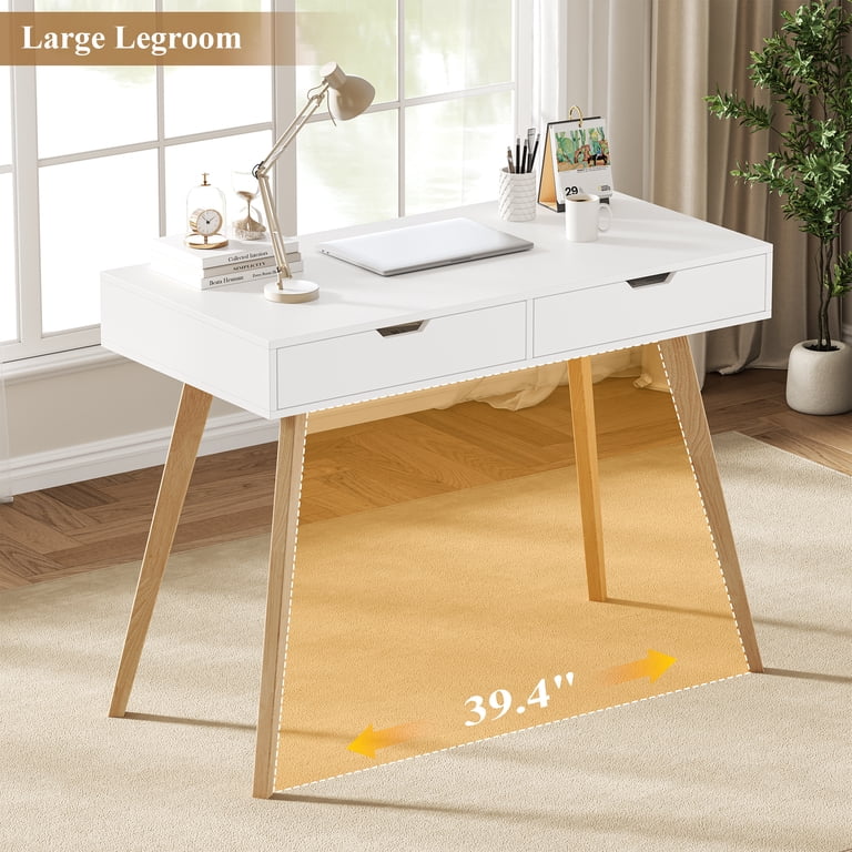 Homfa White Desk with Drawers, Makeup Table for Girls photo 7