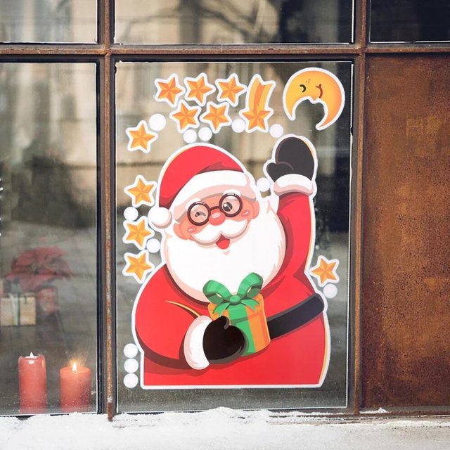 Pegatinas navideñas para ventana de Año Nuevo, decoración navideña para el hogar, cafetería, Bar, habitación de niños, calcomanías de pared, pegatina para fiesta de Navidad, 2024
