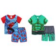 thumbnail image 1 of Children's Cartoon Spiderman Basic Layer Short Singlet Super Hero Boy's Cotton Basic Shirt Set 2-7T 4 PCS Set (RB-Spider & Hulk, 5_years), 1 of 1