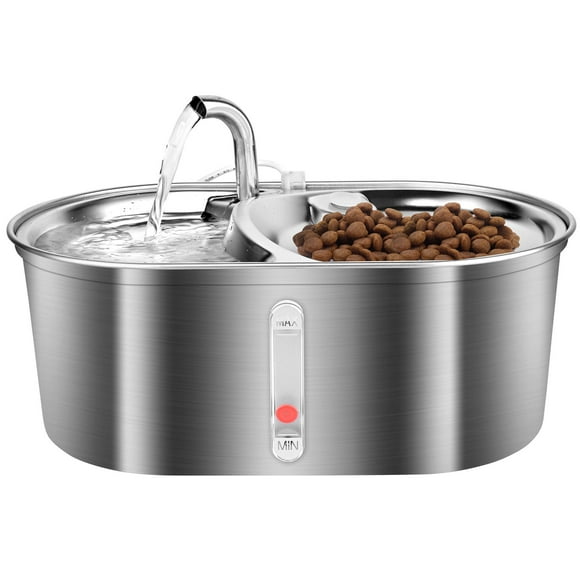 3L Stainless Steel Pet Water Fountain,Cat Dog Water Fountain Dispenser with Water Level Window