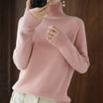 thumbnail image 2 of Curuila Women Turtleneck Sweater Knitted Solid Color Long Sleeve Soft Warm Thick Loose Autumn Winter Pullover Pink Size Xl, 2 of 5