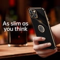 thumbnail image 4 of Electroplated Case for iPhone 14, Glossy Soft Silicone Shockproof Anti-Drop Lens Protection Cover with Ring Holder Kickstand Bracket Ultra Slim Case for iPhone 14,Black, 4 of 4