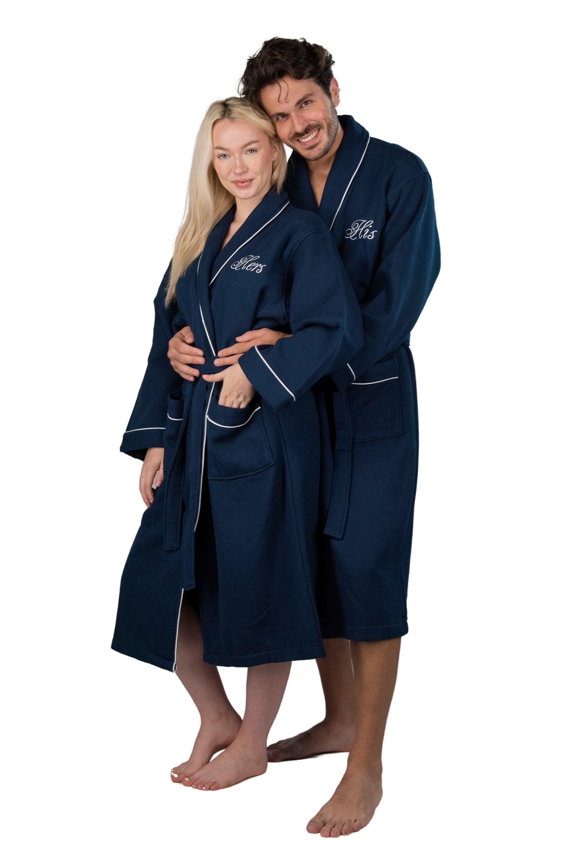 His and Hers Waffle Bathrobes Couples Bathrobe Set